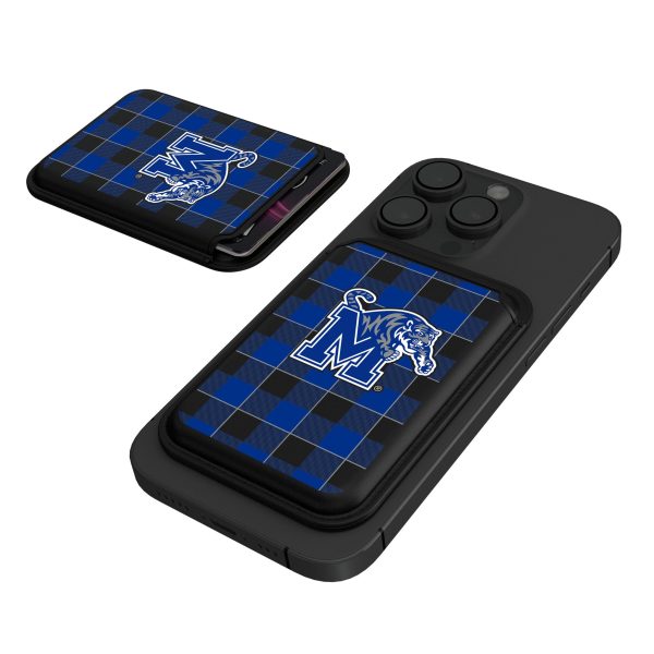 University of Memphis Tigers Plaid Black Magnetic Credit Card Wallet For Sale