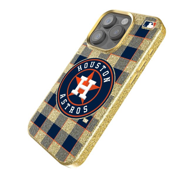 Houston Astros Plaid Bling Phone Case Online now - Image 2
