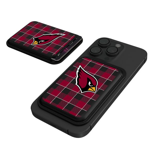 Arizona Cardinals Plaid Black Magnetic Credit Card Wallet Online Hot Sale
