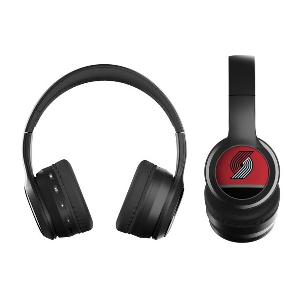 Portland Trail Blazers Stripe Wireless Over-Ear BT Headphones With Case Hot on Sale - Image 2