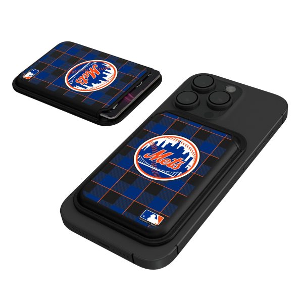 New York Mets Plaid Black Magnetic Credit Card Wallet Discount