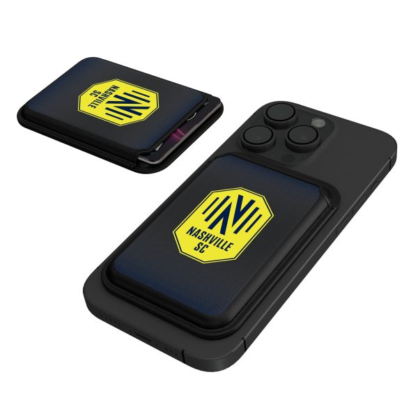 Nashville SC  Linen Black Magnetic Credit Card Wallet Cheap